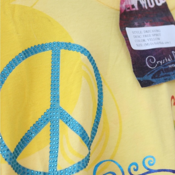 NWT Christian Audigier Crystal Rock Women Medium Hippie Free Spirit Y2K Top - Picture 6 of 7